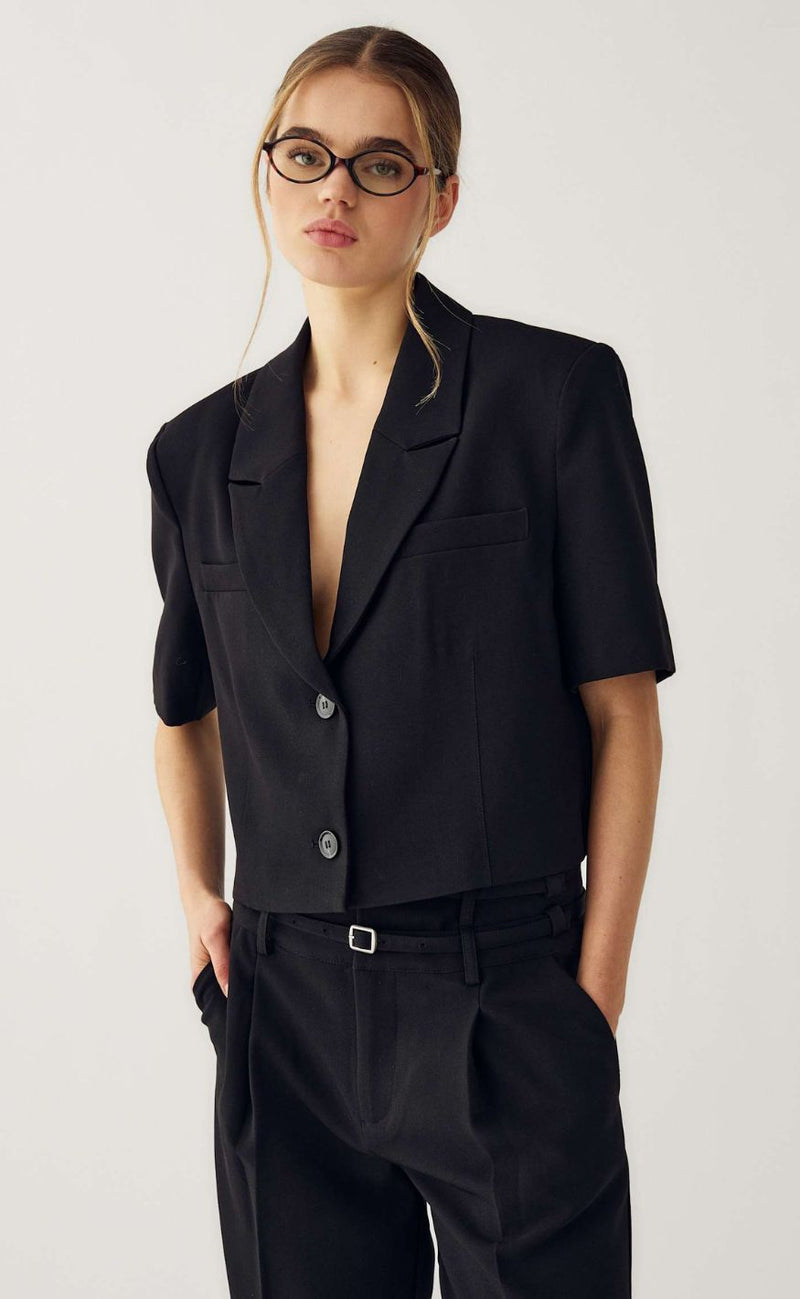 Noella Blazer - Leanne Crop - Black