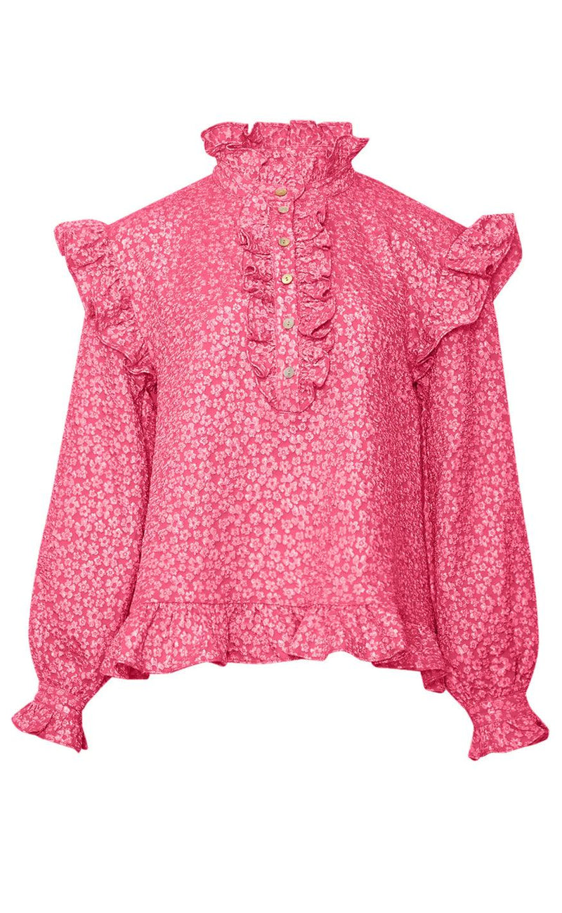 Noella Bluse - Reno Ruby Ruffle - Bright Pink