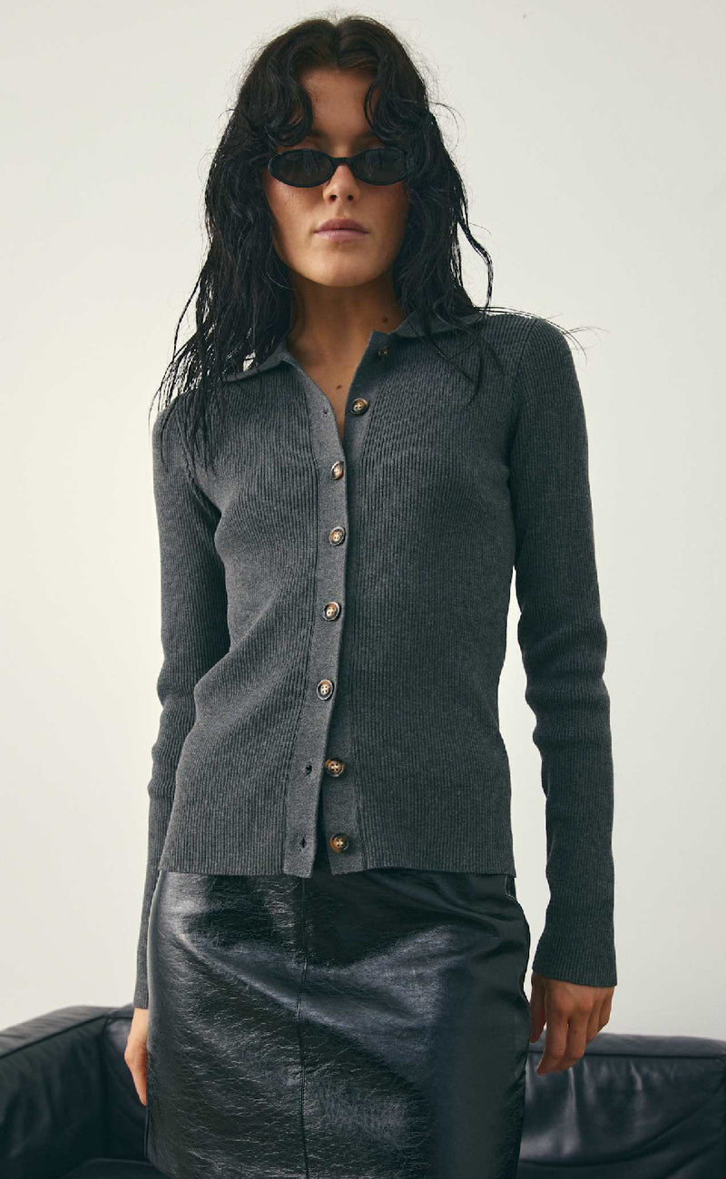 Noella Cardigan - Livanna Knit - Medium Grey Mel.