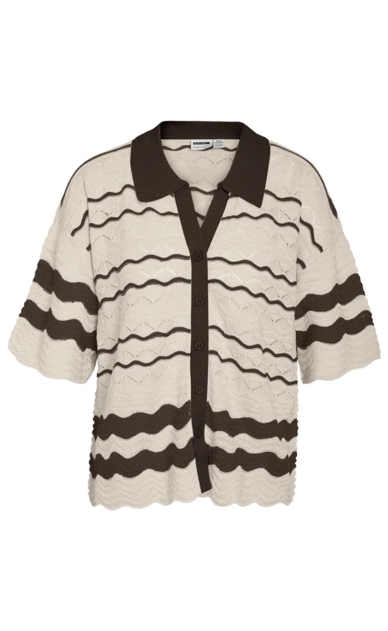 Noisy May Cardigan - Sadie - Birch/Chocolate Brown