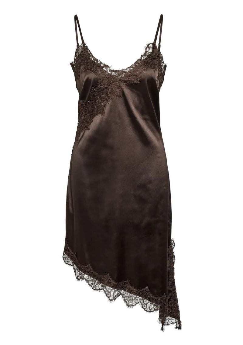Noisy May Kjole - Sofie Satin - Chocolate Brown
