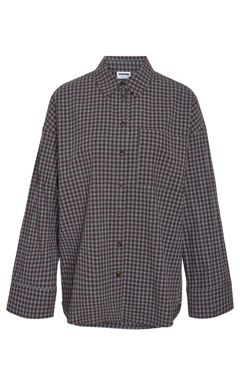 Noisy May Skjorte - Hailey Zoe - Chocolate Brown / Blue Checks