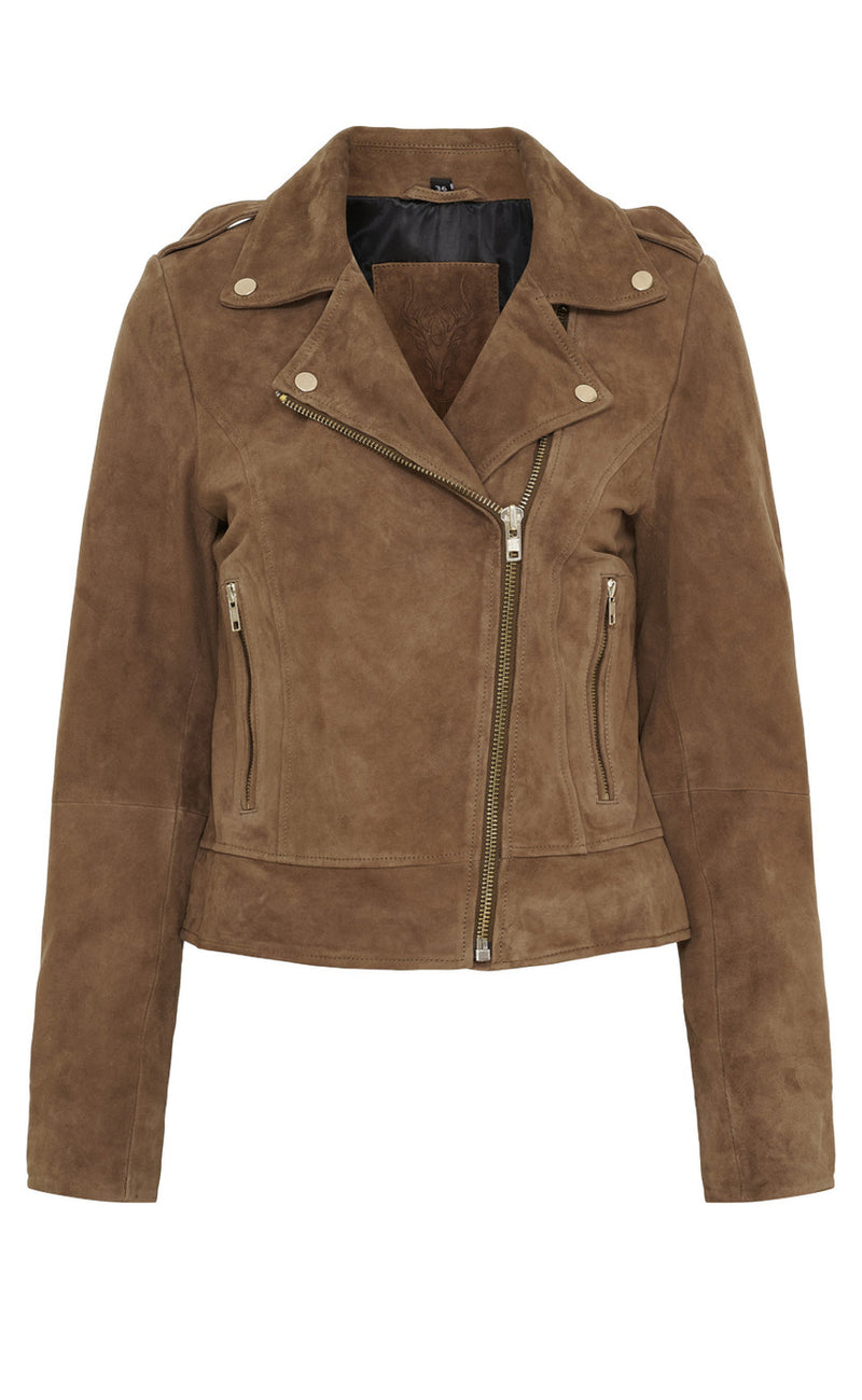 Notyz Jakke - Biker - Hazelnut w. Light Gold acc.