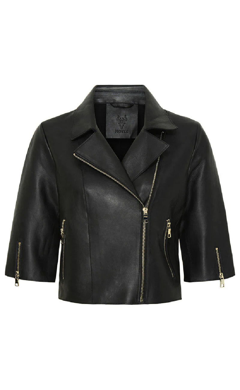 Notyz Jakke - Cropped Jacket - Black w. Light Gold acc.