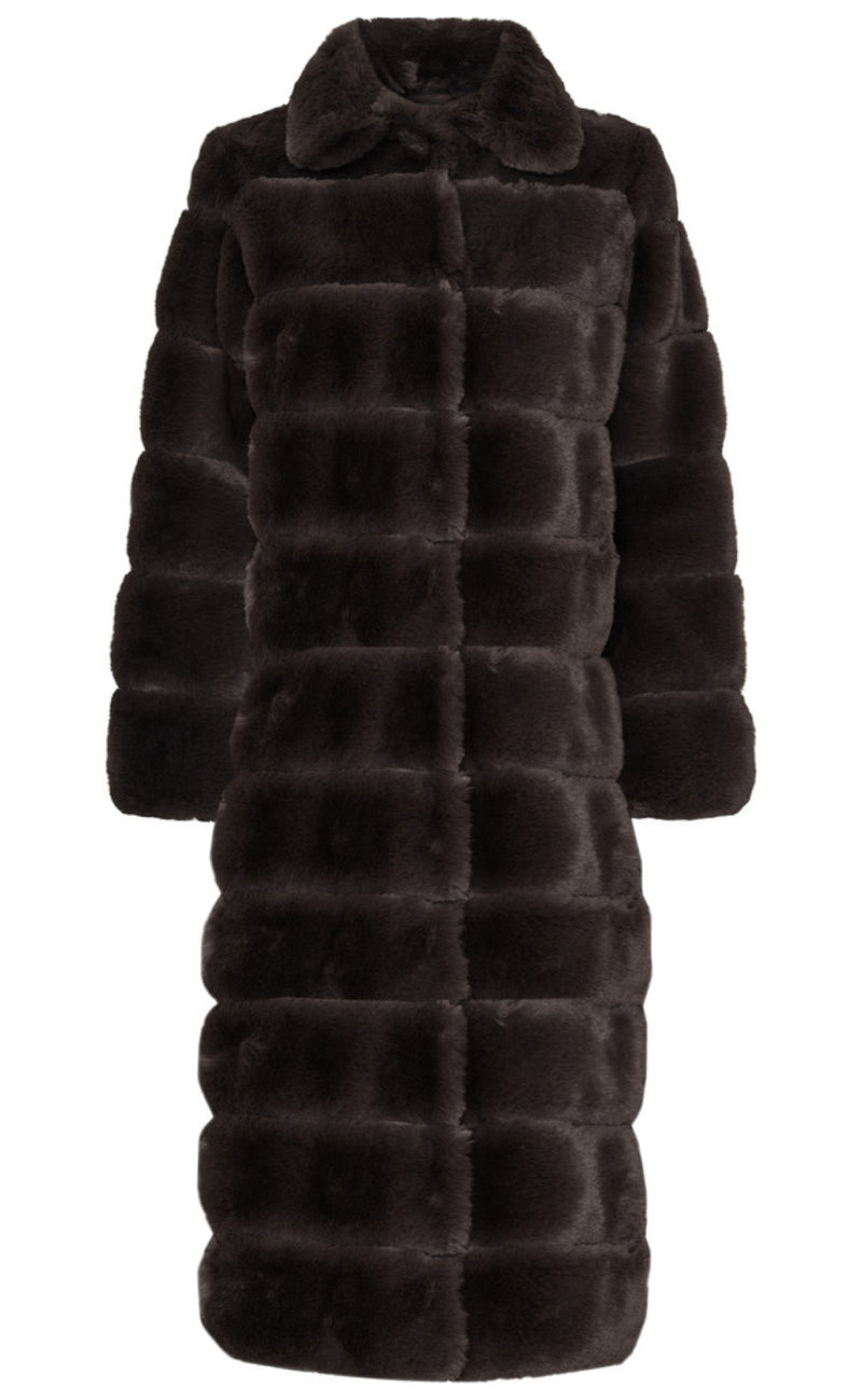 Notyz Jakke - Fake Fur Long - Chocolate