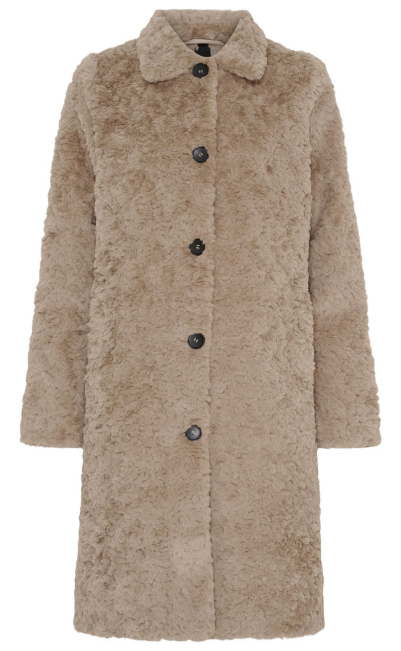 Notyz Jakke - Fake Fur - Taupe