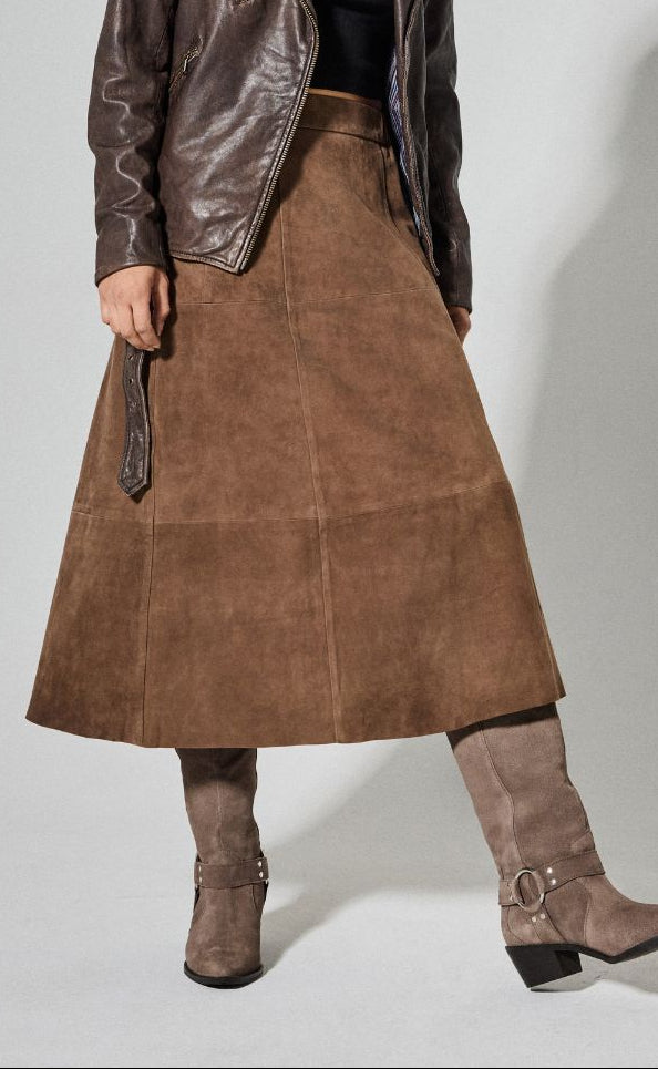 Notyz Nederdel - Suede Skirt - Hazelnut