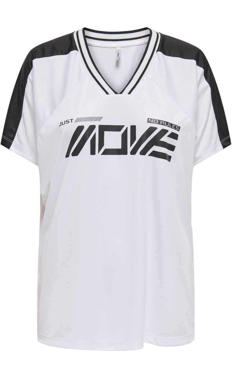 ONLY Bluse - Bella Sport V-Neck - Bright White/Move In Black