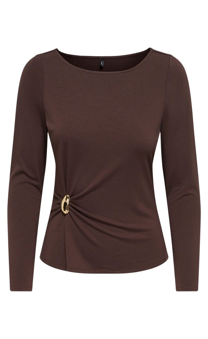 ONLY Bluse - Elena - Coffee Bean/Gold Charm