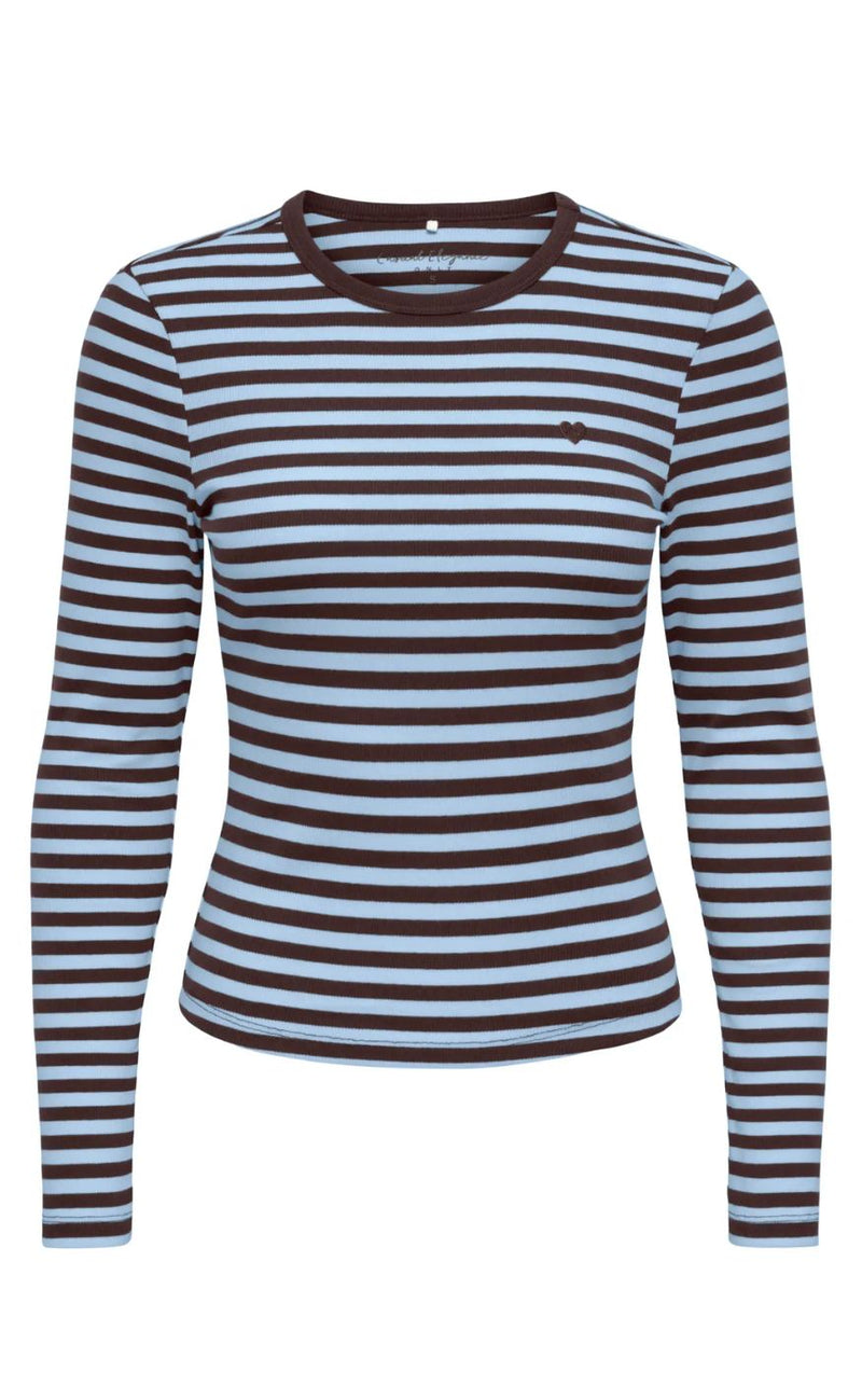 ONLY Bluse - Val - Coffee Bean Cashmereblue/Heart