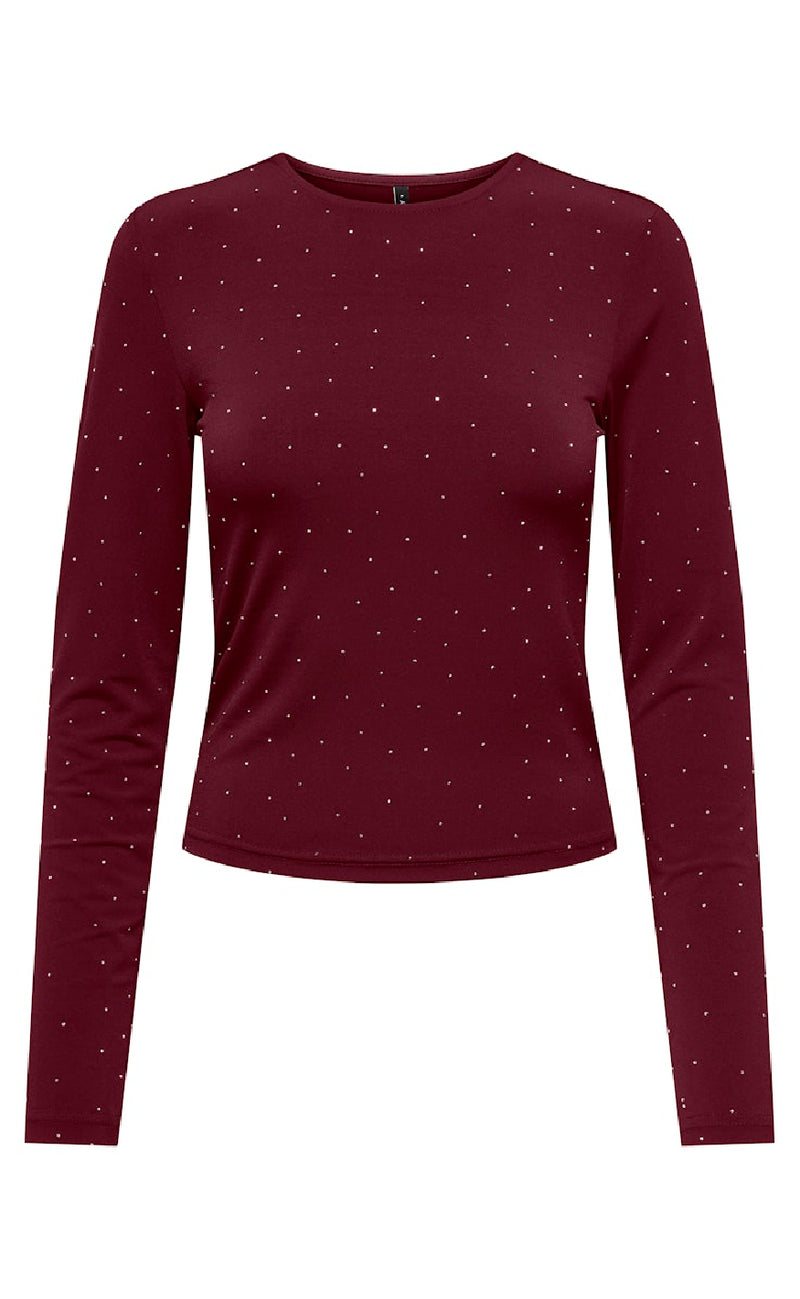 ONLY Bluse - Zita - Cabernet Silver Rhinstones