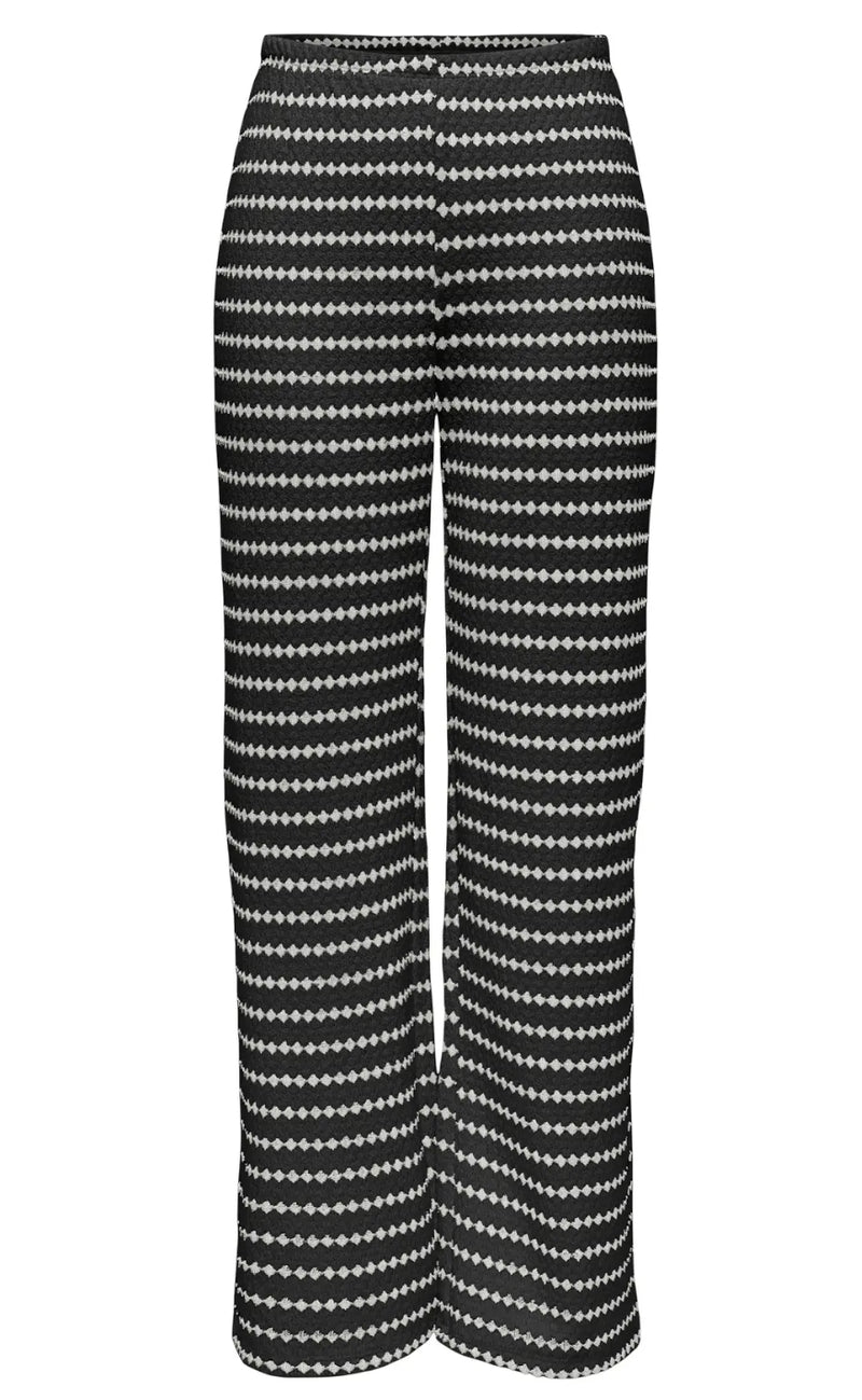 ONLY Bukser - Eva Stripe - Black/Cloud Dancer