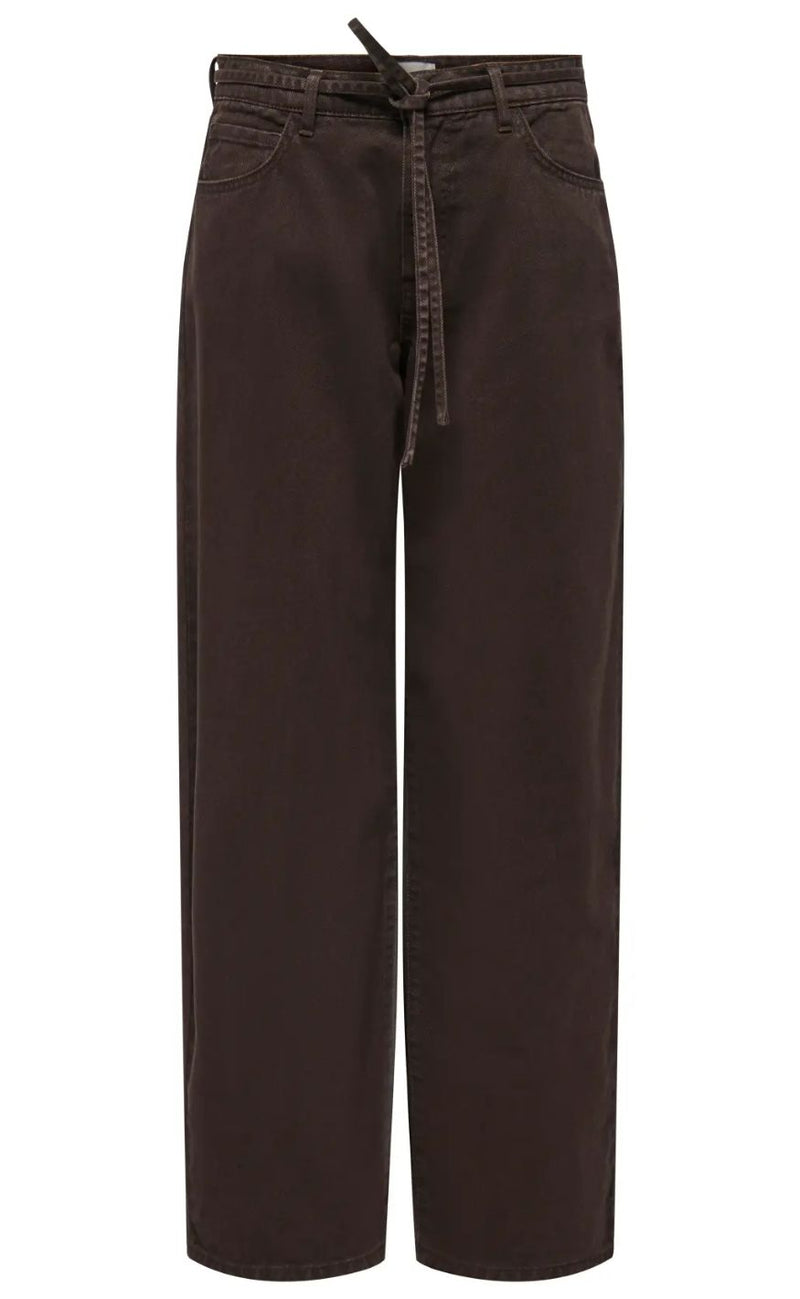 ONLY Bukser - Giana MW Straight - Dark Brown Denim