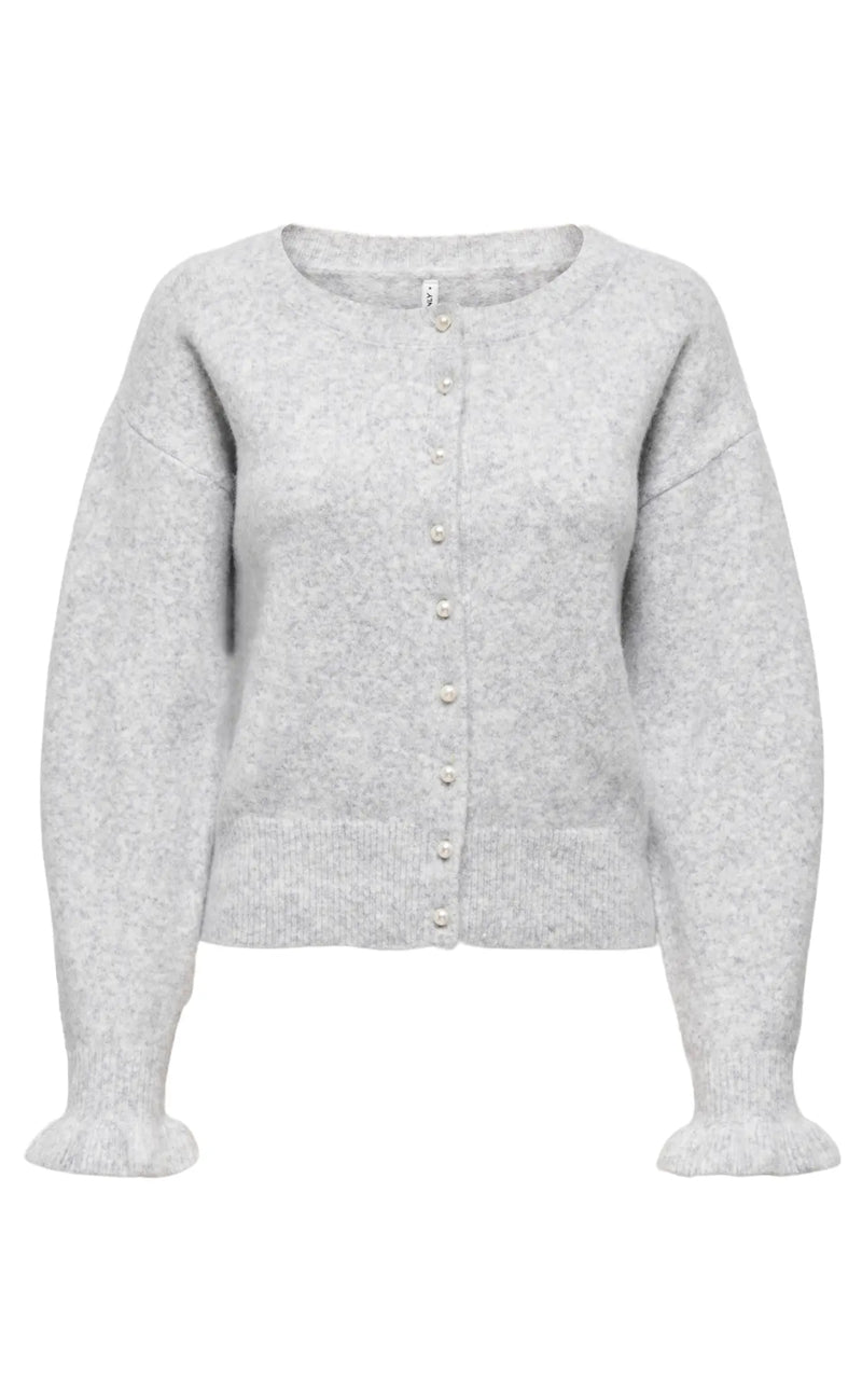 ONLY Cardigan - Rima - Light Grey Melange/Pearl Button