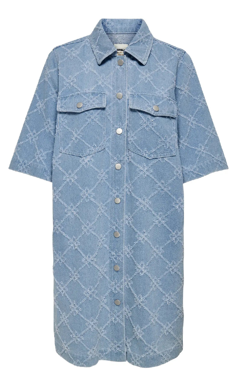 ONLY Kjole - Belle Print - Light Blue Denim