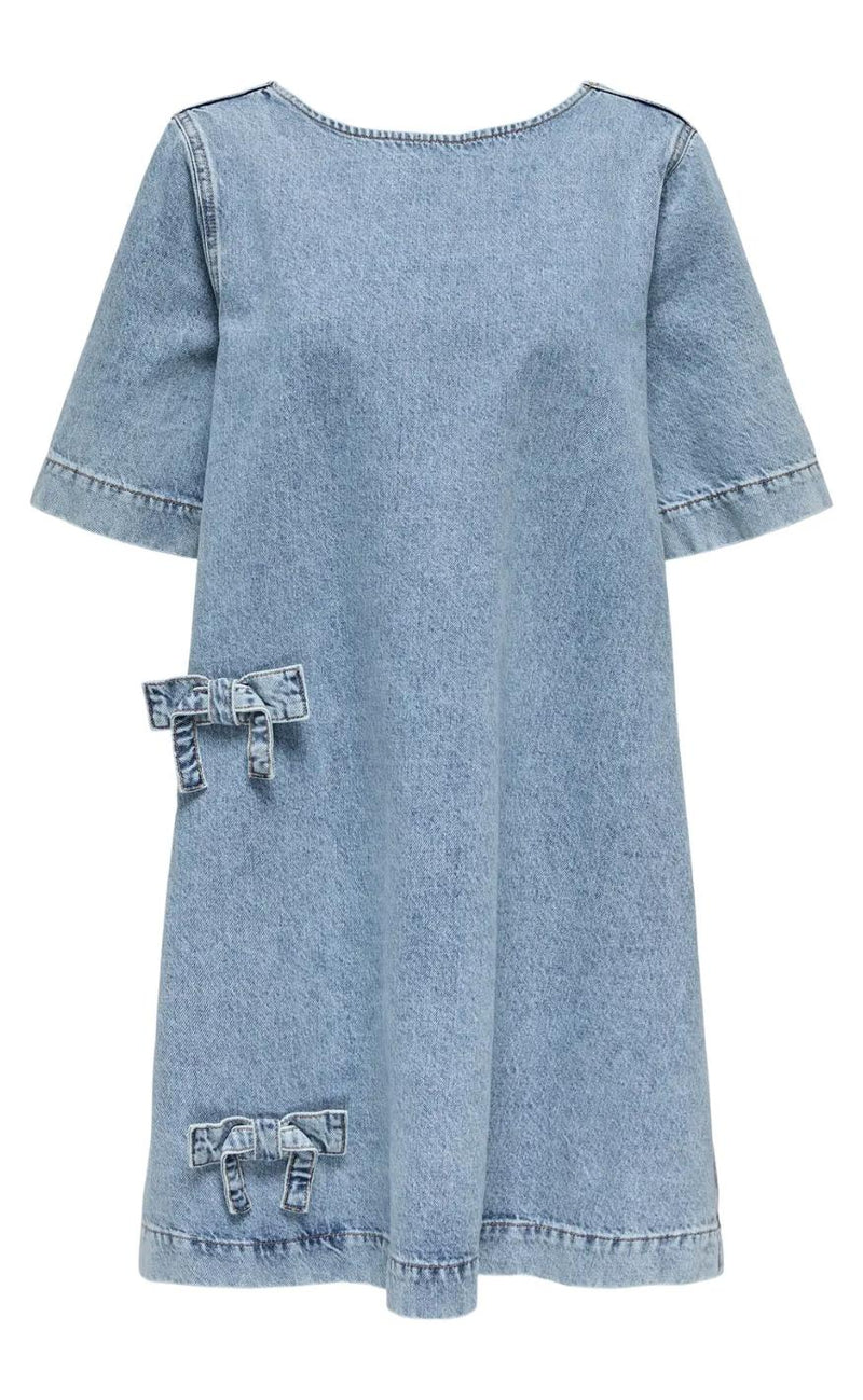 ONLY Kjole - Gigi Bow - Light Blue Denim