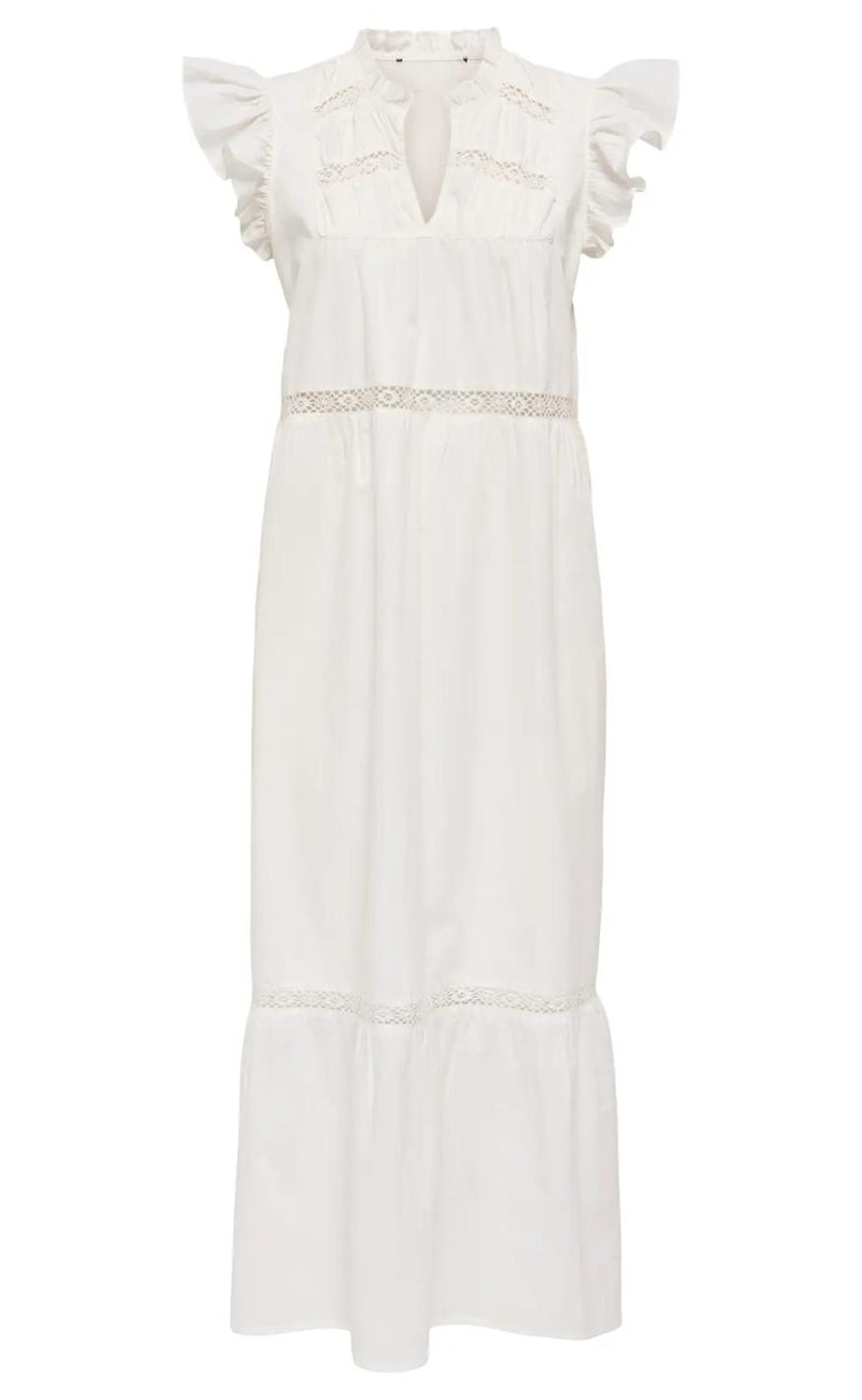 ONLY Kjole - Sunny Capsl Frill - Cloud Dancer