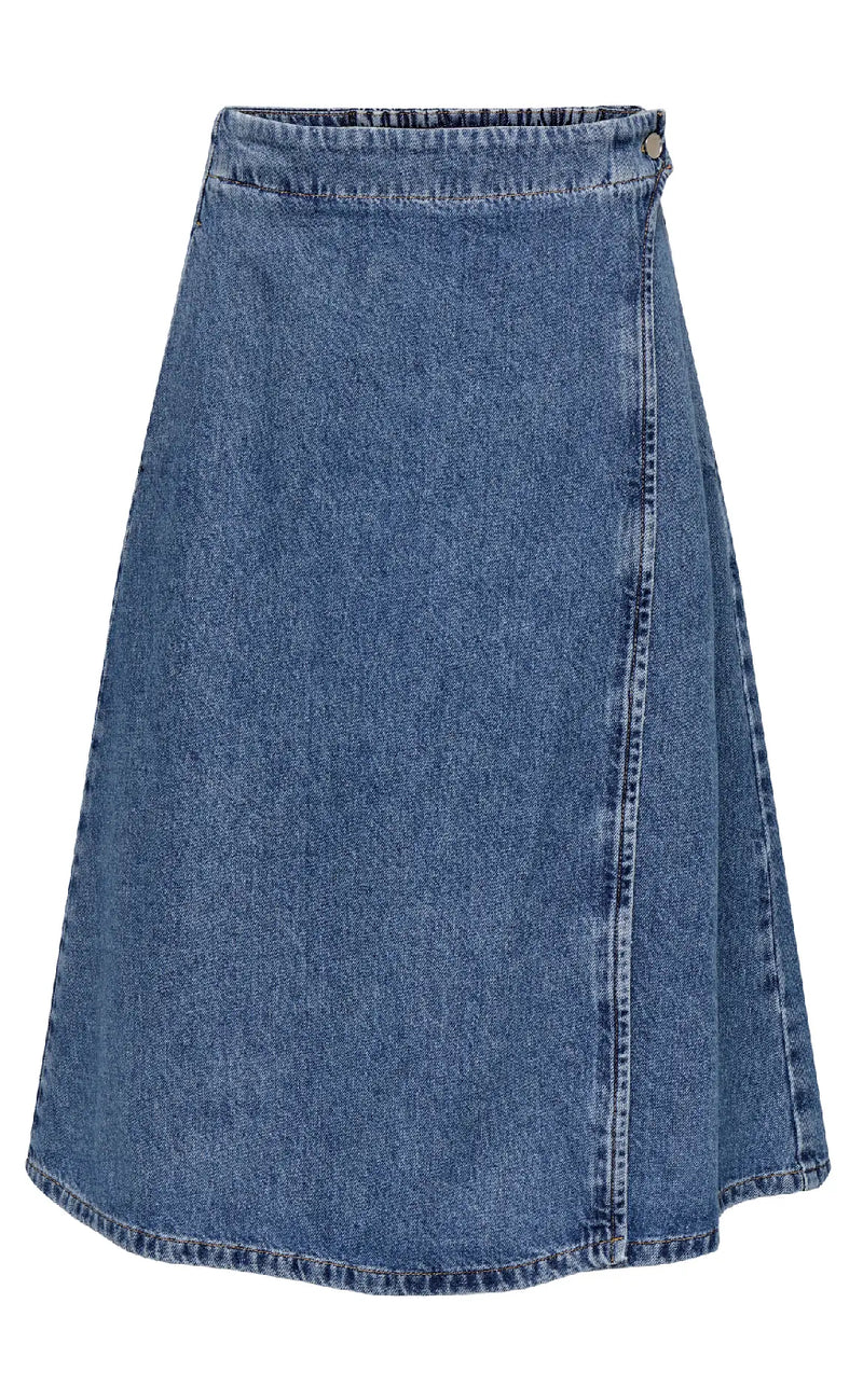ONLY Nederdel - Thea Wrap Midi - Medium Blue Denim