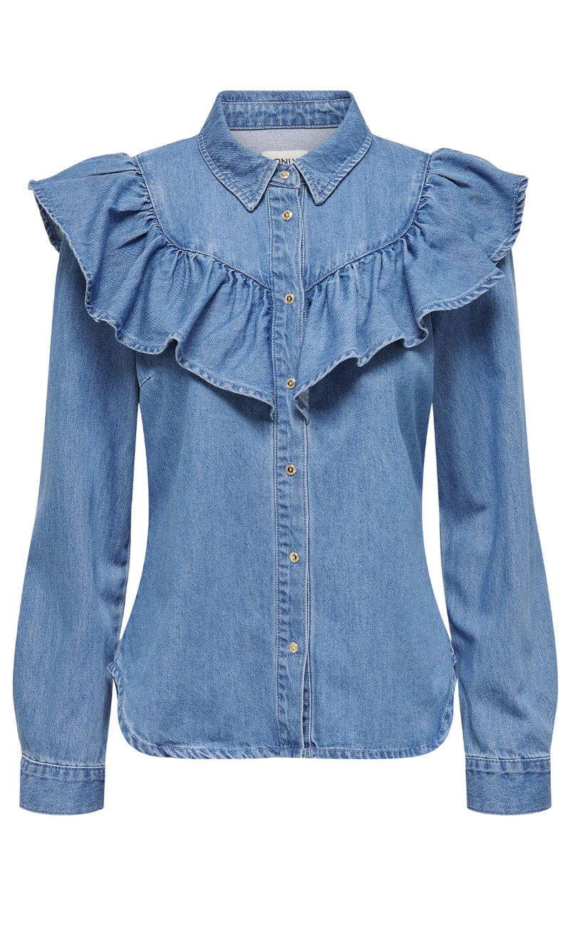 ONLY Skjorte - Indigo - Medium Blue Denim