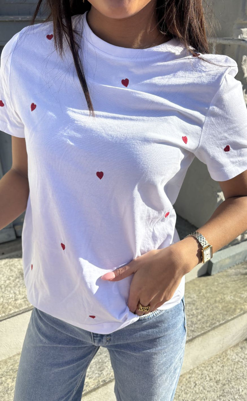 ONLY T-shirt - Ketty Life - Bright White/Heart