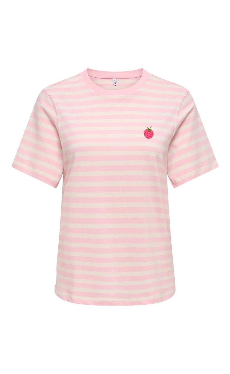 ONLY T-shirt - Livina - Rosy Touch/ Cloud Dancer/ Raspberry