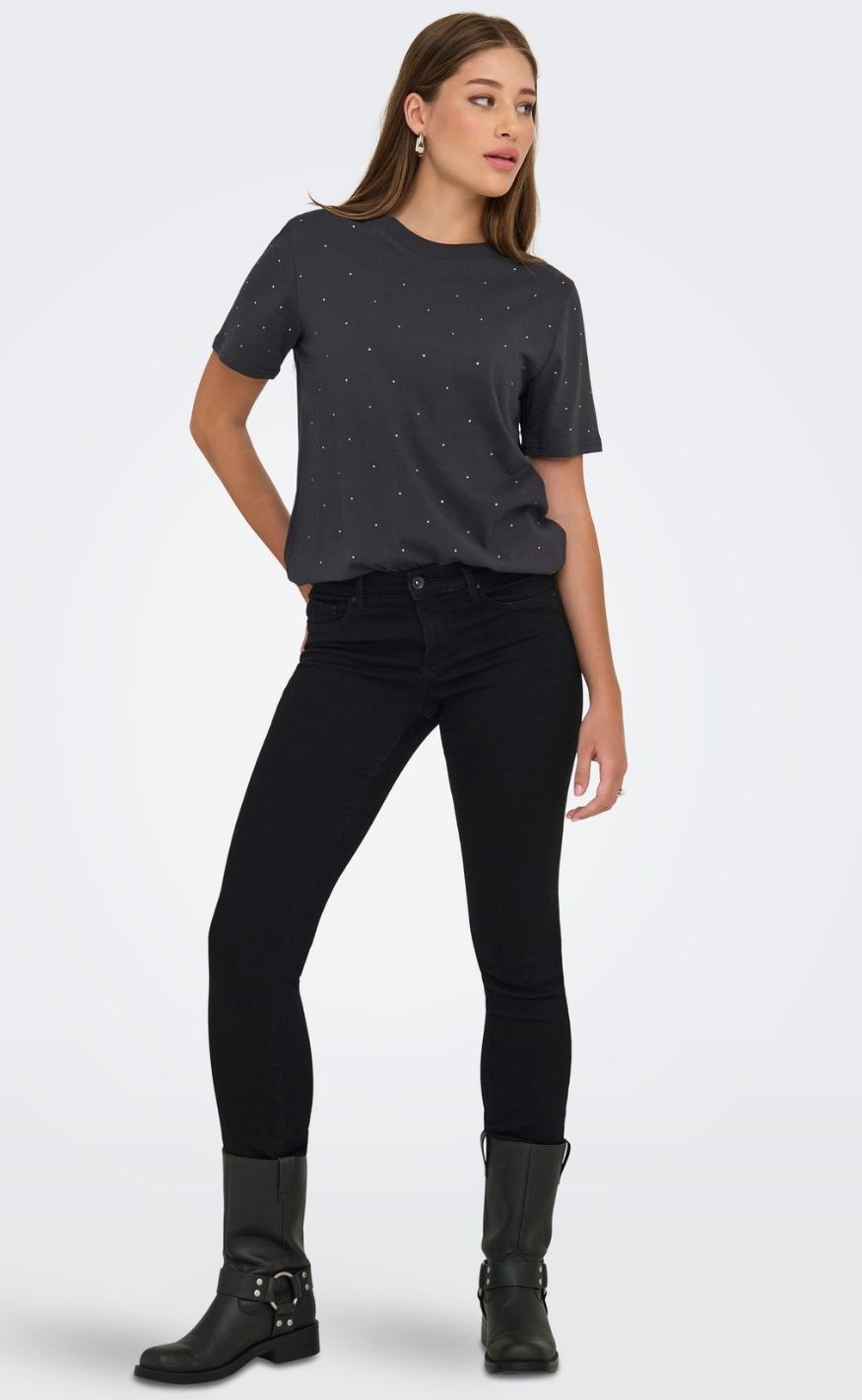 ONLY T-shirt - Monja Studs - Phantom Studs