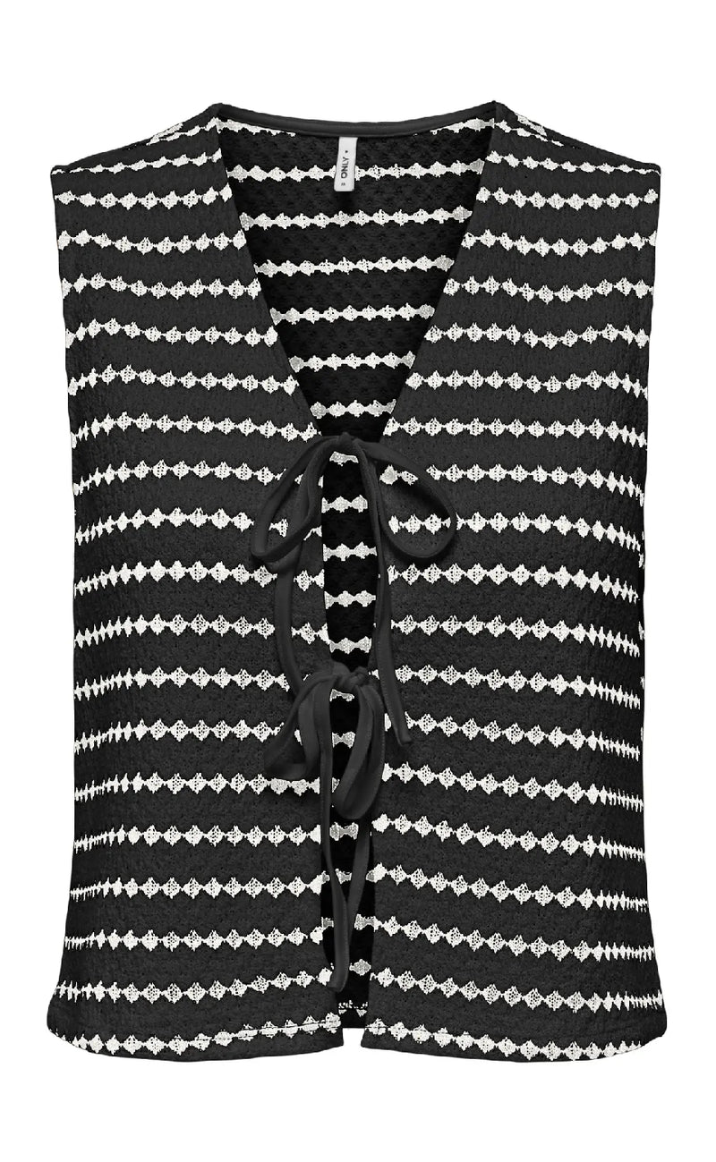 ONLY Vest - Eva Stripe - Black/Cloud Dancer
