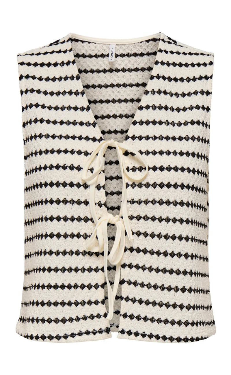 ONLY Vest - Eva Stripe - Cloud Dancer/Black