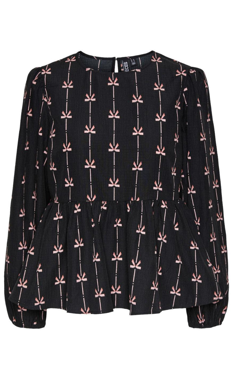 PIECES Bluse - Bow - Black Bows