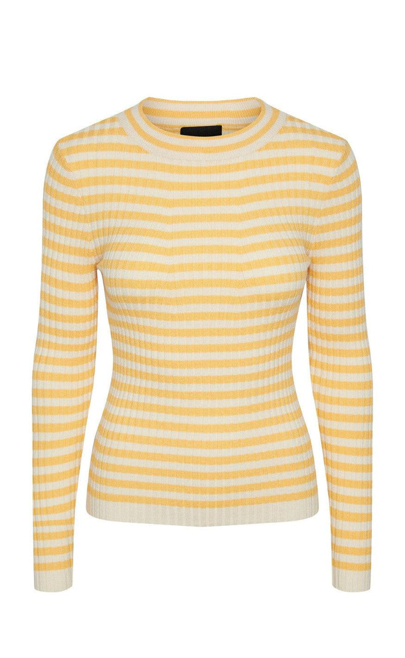PIECES Bluse - Crista O-Neck - Flax W. Birch