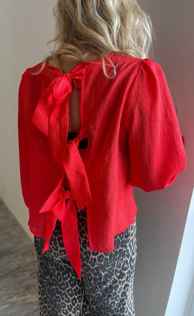 PIECES Bluse - Olina LS Reversible - High Risk Red