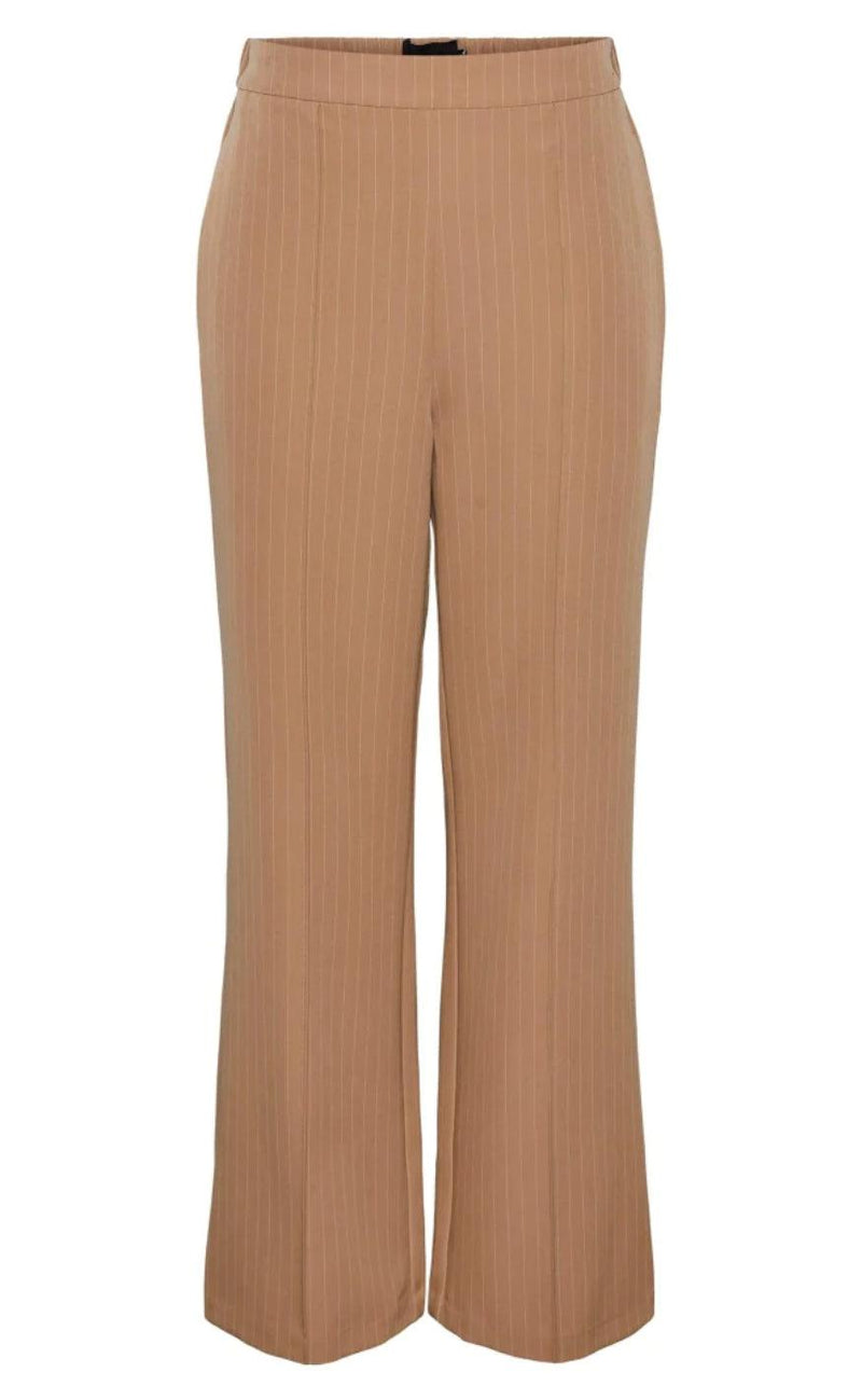 PIECES Bukser - Bossy - Silver Mink/Pinstripe