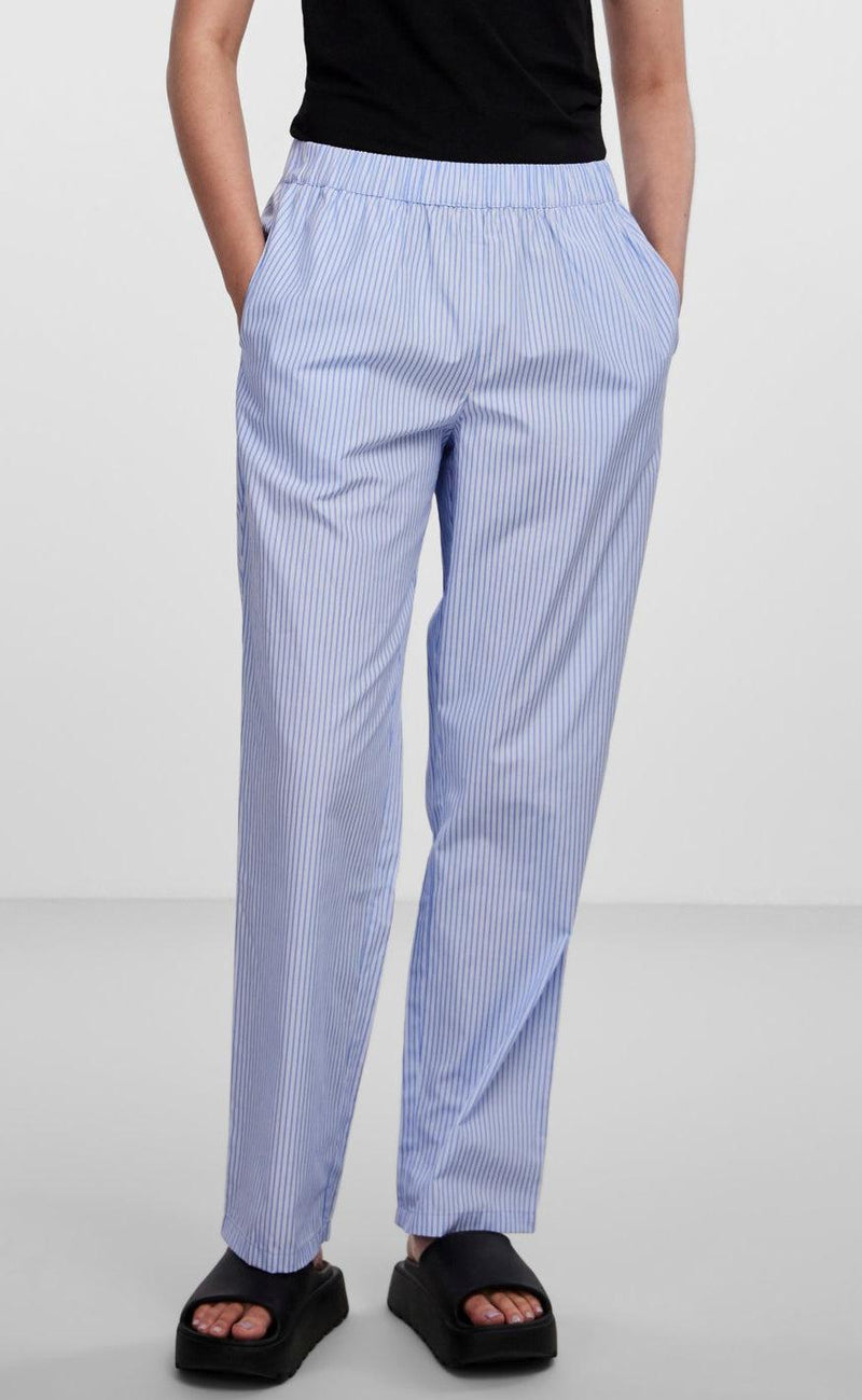 PIECES Bukser - Holy - Cornflower Blue/White