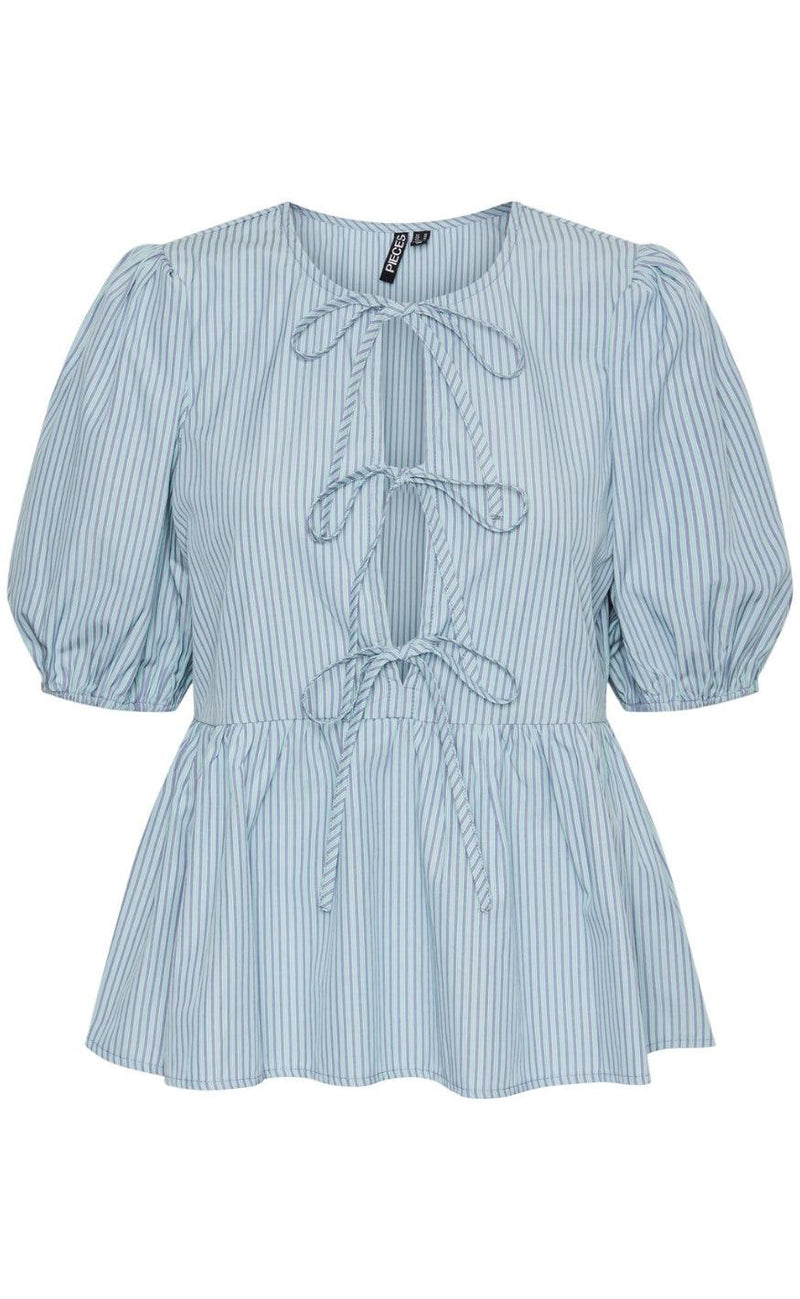 PIECES Top - Holly Tie - Dusty Mint