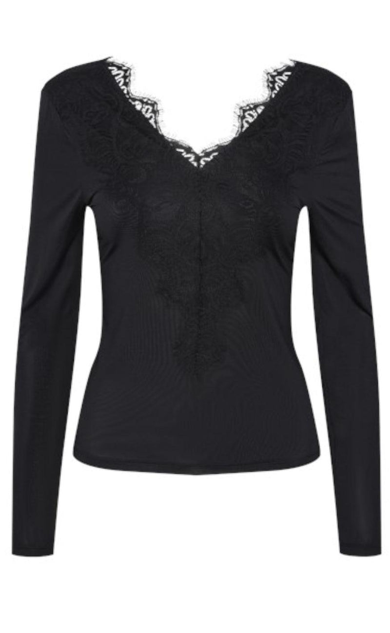 PIECES Top - Ilu - Black