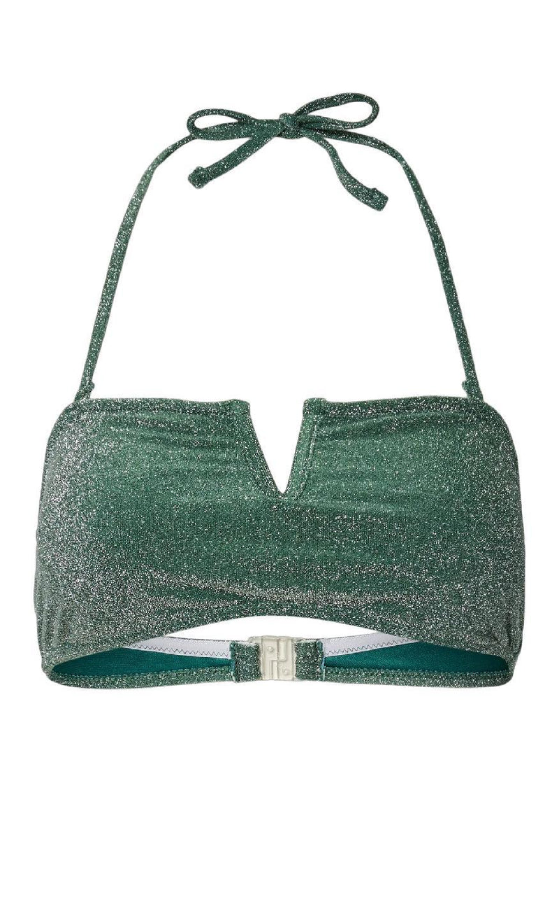 Pieces Bikini Overdel - Bling - Dark Green/Silver Lurex