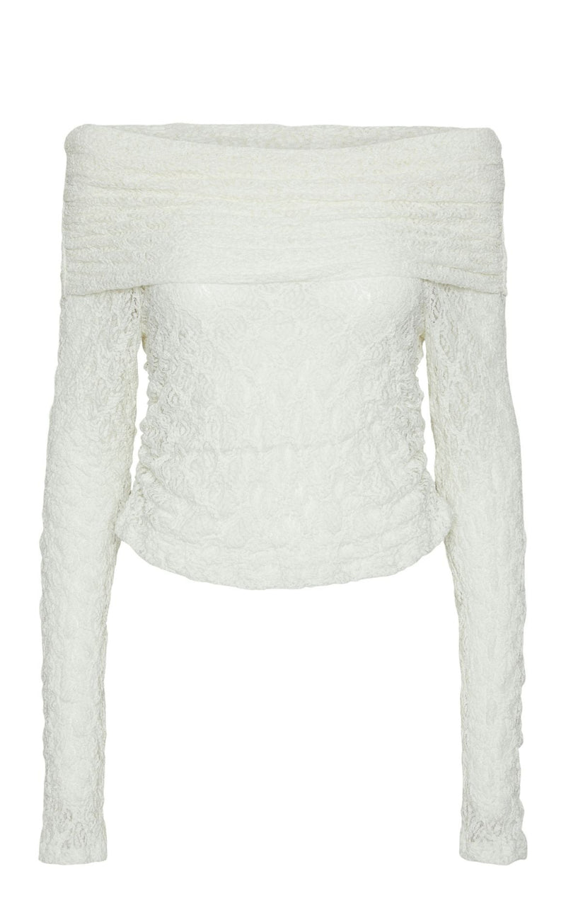 Pieces Bluse - Naya Off Shoulder Lace - Cloud Dancer