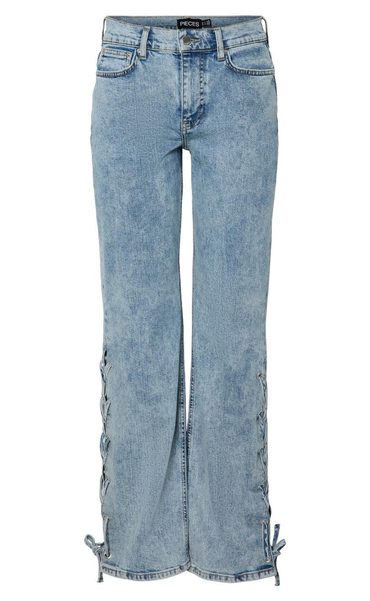 Pieces Bukser - Fenda Mw Straight - Light Blue Denim
