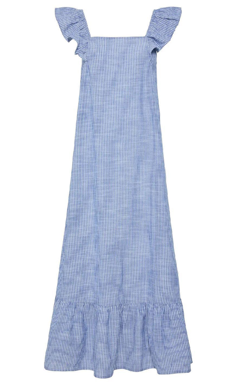 Pieces Kjole - Apia - Nautical Blue/Bright White