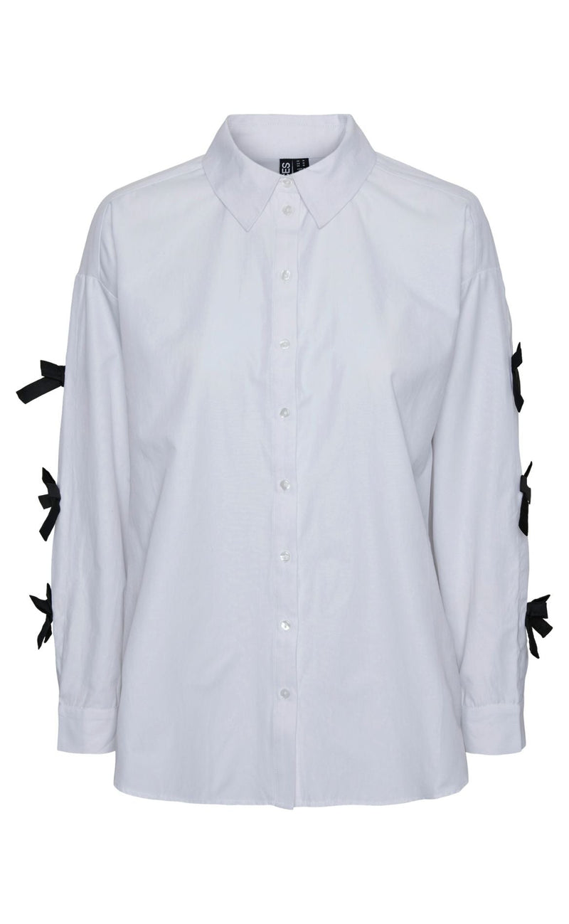 Pieces Skjorte - Bell - Bright White With Black Bows