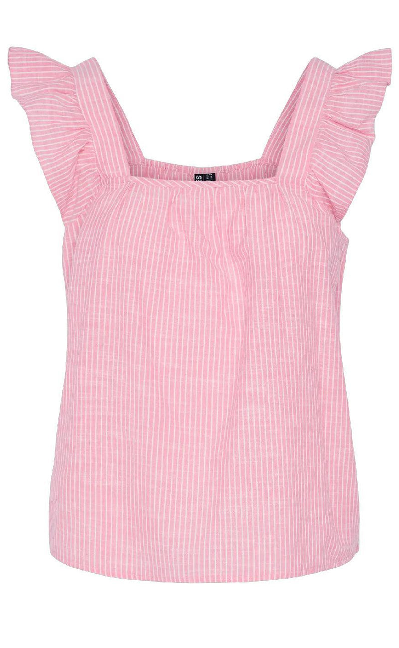 Pieces Top - Apia - Pink Lemonade/Bright White