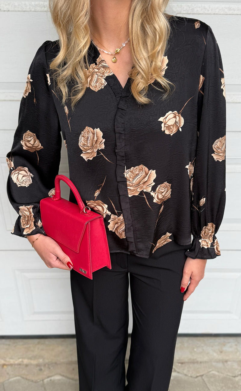 Say INA Copenhagen Bluse - Catja - Black W. Roses