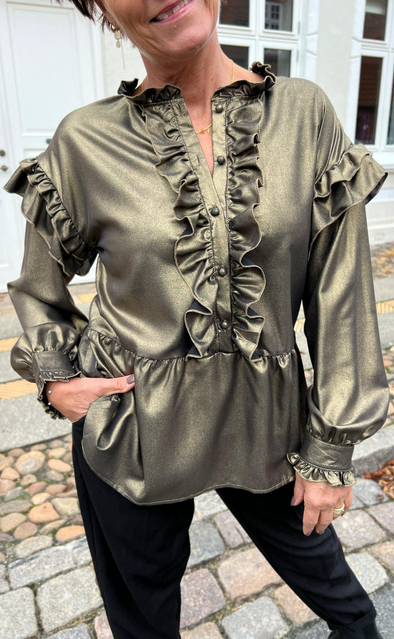Say INA Copenhagen Bluse - Frida - Black W. Gold Glitter
