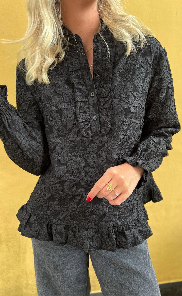 Ina Basic Bluse - Dark Grey Melange main image 1