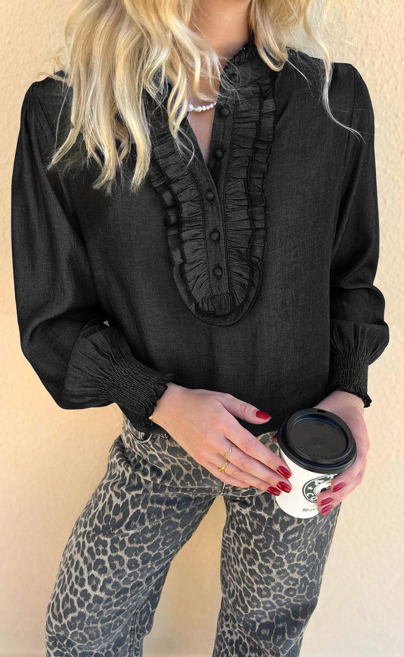 Say INA Copenhagen Bluse / Skjorte - Cami - Black Denim Look