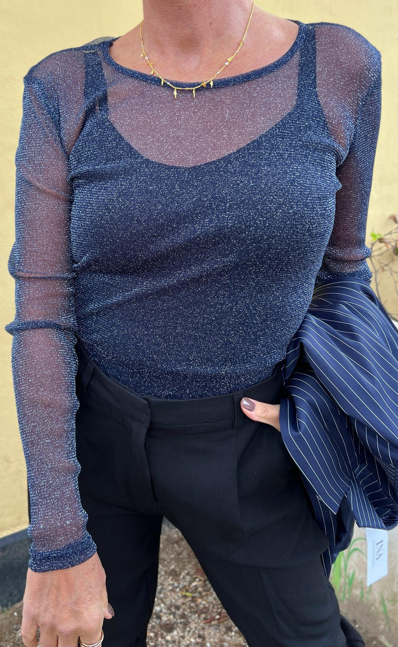 Say INA Copenhagen Bluse - Sofia - Navy Blue Glitter