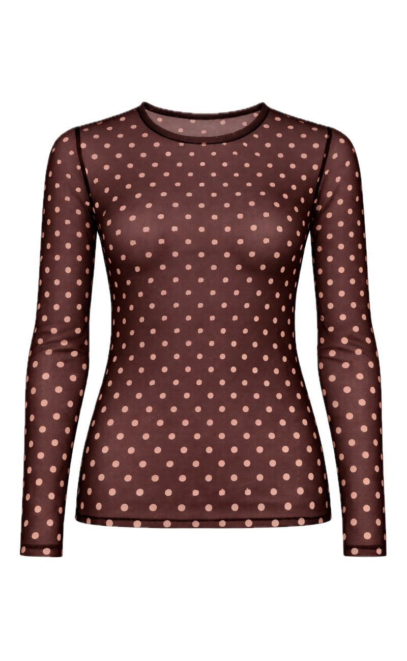 Say INA Copenhagen Bluse - Sophia Mesh - Brown W. Beige Dots