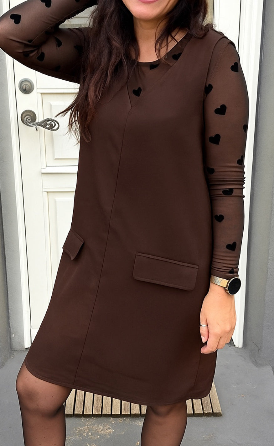 Say INA Copenhagen Bluse - Sophia Mesh - Brown W. Black Hearts