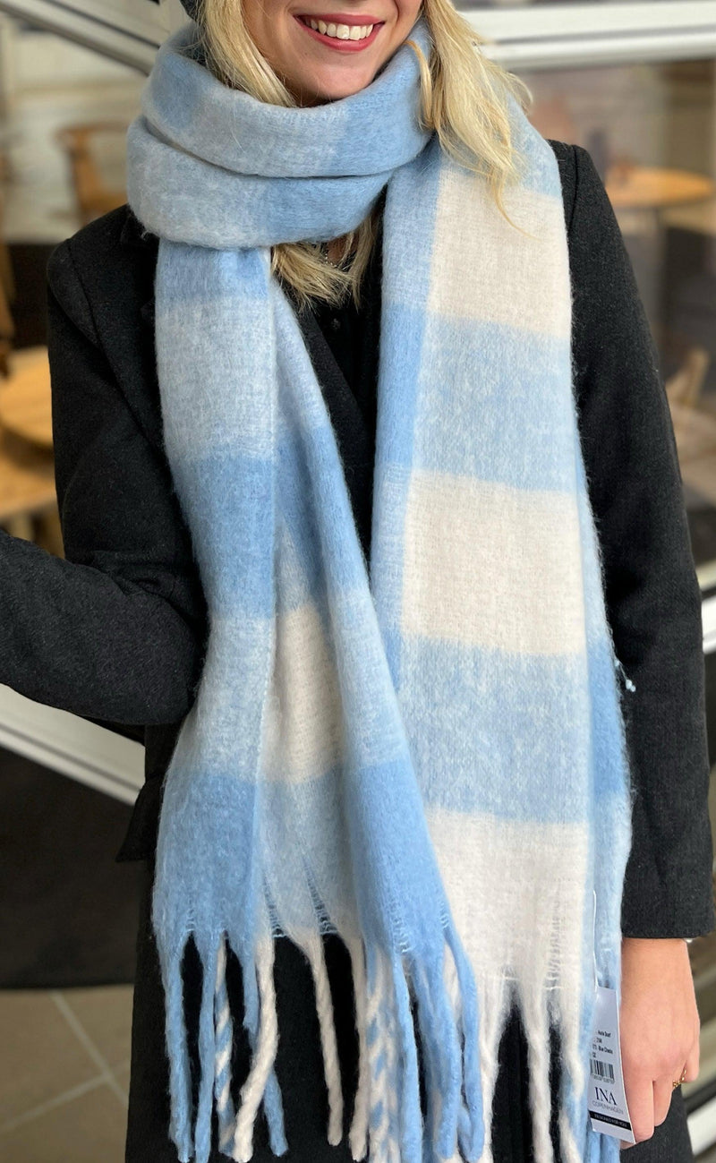 Say INA Copenhagen Halstørklæde - Merle - Blue Checks