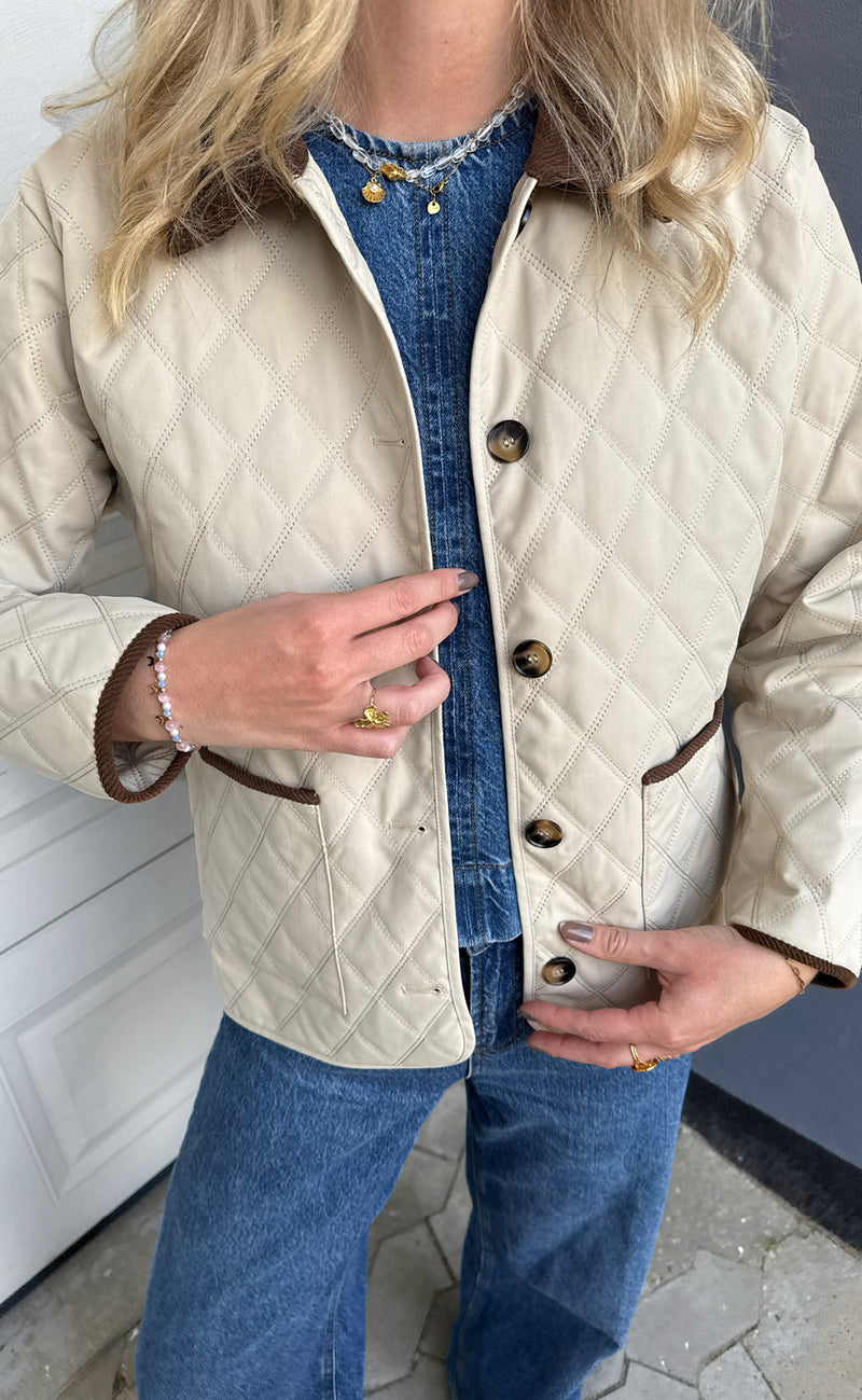 Say INA Copenhagen Jakke - Adele Quilt - Beige W. Corduroy